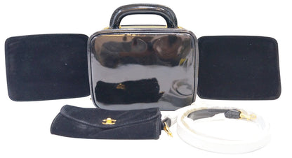 CHANEL CC Black Patent Leather 2way Vanity Case Cosmetic Bag