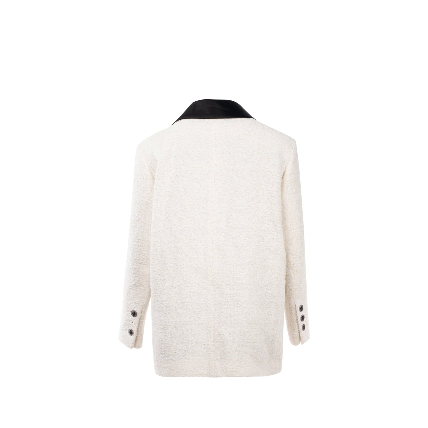 Chanel size 34 22P cotton and silk tweed jacket black / white