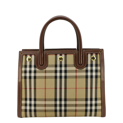Luxury Burberry Title Mini Vintage Check Canvas Two Handle Shoulder Bag Brown