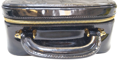 CHANEL CC Black Patent Leather 2way Vanity Case Cosmetic Bag