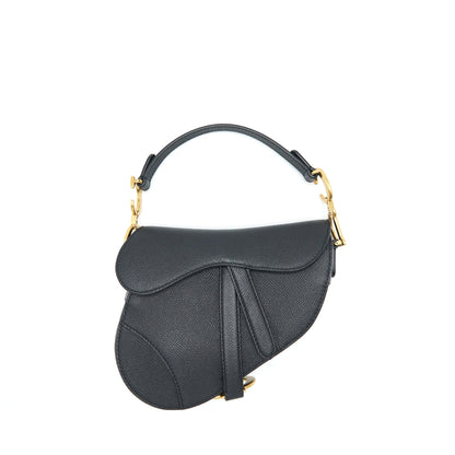 Dior Mini Saddle Purse Grained Calfskin Black