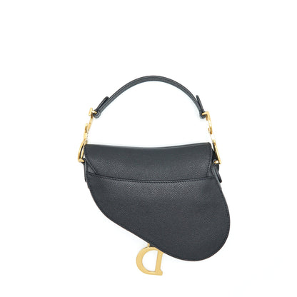 Dior Mini Saddle Purse Grained Calfskin Black