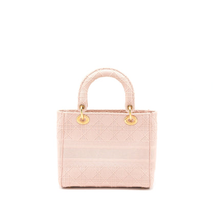Dior Lady Medium Lady D-Lite Purse Cannage Embroidery Rosewood Pink Hardware