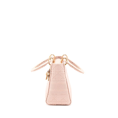 Dior Lady Medium Lady D-Lite Purse Cannage Embroidery Rosewood Pink Hardware