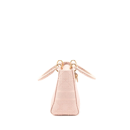 Dior Lady Medium Lady D-Lite Purse Cannage Embroidery Rosewood Pink Hardware
