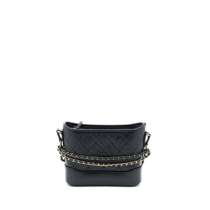 Chanel Small Gabrielle Hobo Bag Aged Calfskin Black Multicolour Hardware (Microchip)