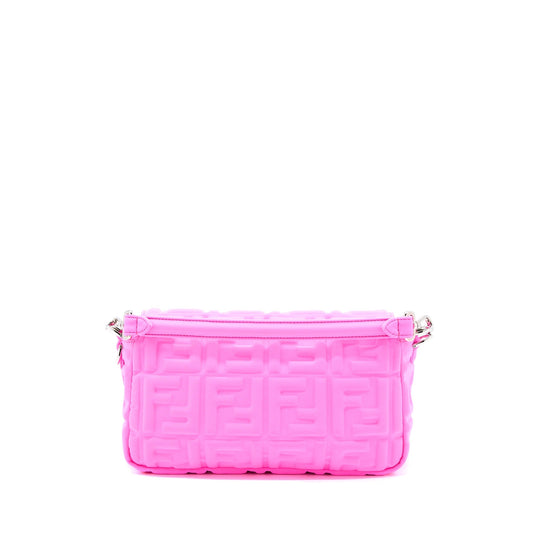 Fendi Baguette Purse Lycra Embossed Bright Pink