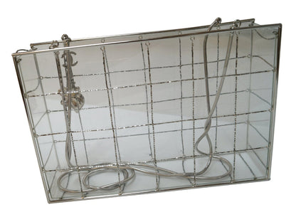 CHANEL Plastic Box Chain Grid Clear Shoulder Bag Rare