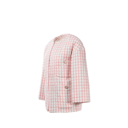 Chanel Size 34 22S Tweed Jacket Cotton/Acrylic Light Pink/White