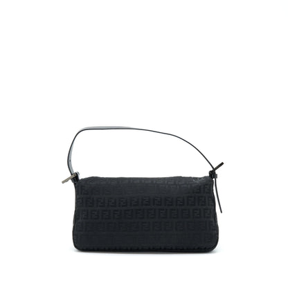 Fendi Zucca Baguette Canvas Black With Silver Hardware