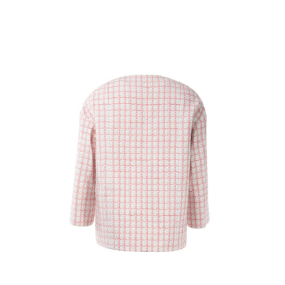 Chanel Size 34 22S Tweed Jacket Cotton/Acrylic Light Pink/White