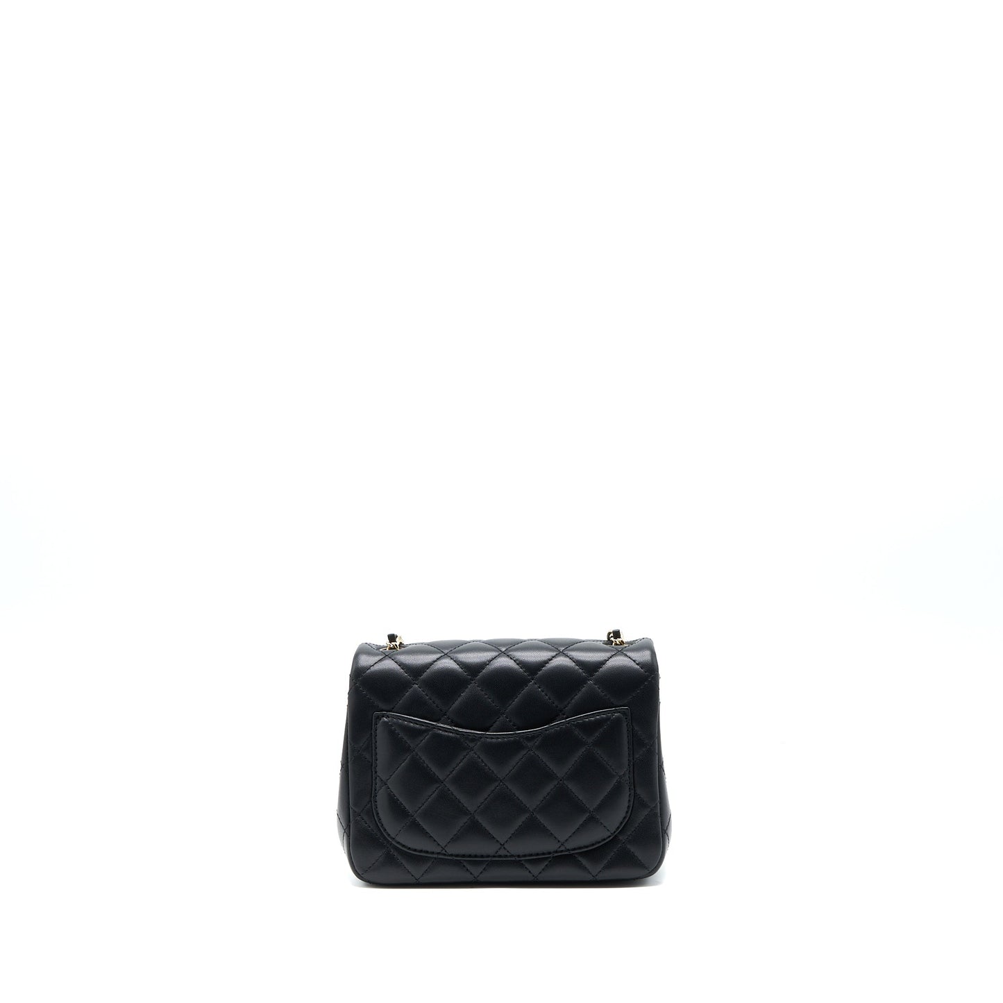 Chanel 23C Pearl Crush Mini Square Flap Bag Lambskin Black LGHW (Microchip)