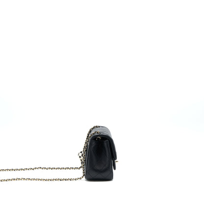 Chanel 23C Pearl Crush Mini Square Flap Bag Lambskin Black LGHW (Microchip)