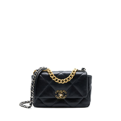 Chanel Small 19 Bag Lambskin Black Multicolour Hardware
