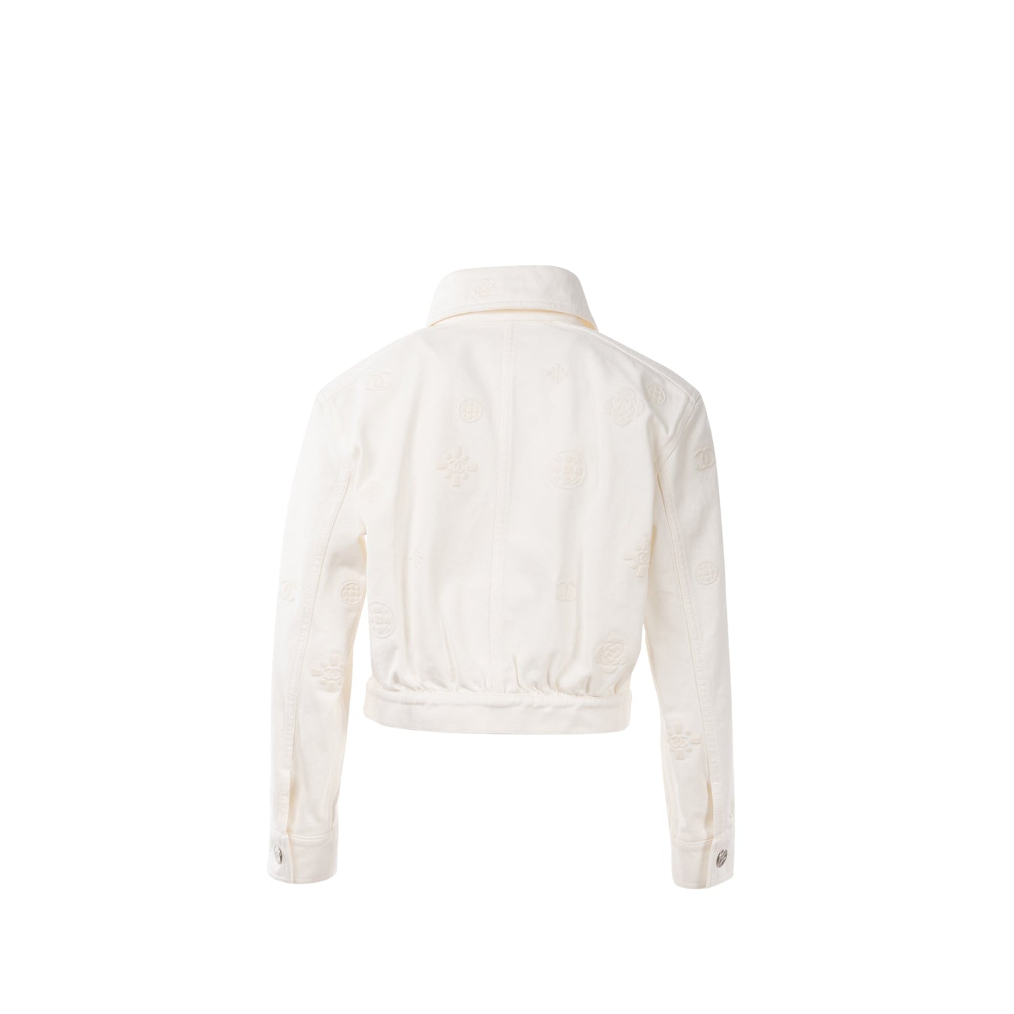 Chanel size 34 21P Camellia Jacket Cotton White