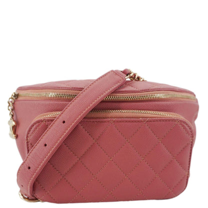 CHANEL Business Affinity Quilted Caviar Leather Belt Bag Pink