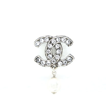 Chanel Crystal CC Earrings With Dropping Pearl SHW