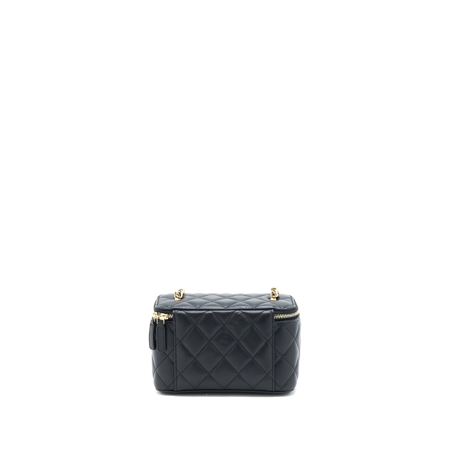 Chanel Pearl Crush Long Vanity with Chain Lambskin Black GHW (Microchip)