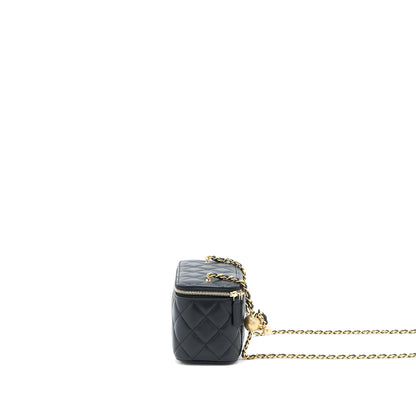 Chanel Pearl Crush Long Vanity with Chain Lambskin Black GHW (Microchip)