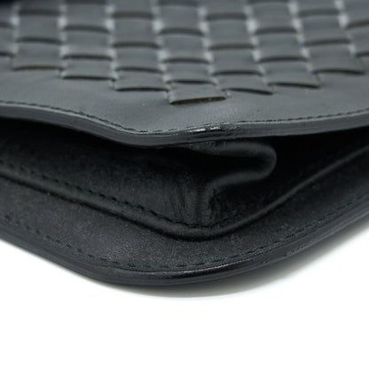 Bottega Veneta Menâs Pouch Intrecciate Black With Black Hardware
