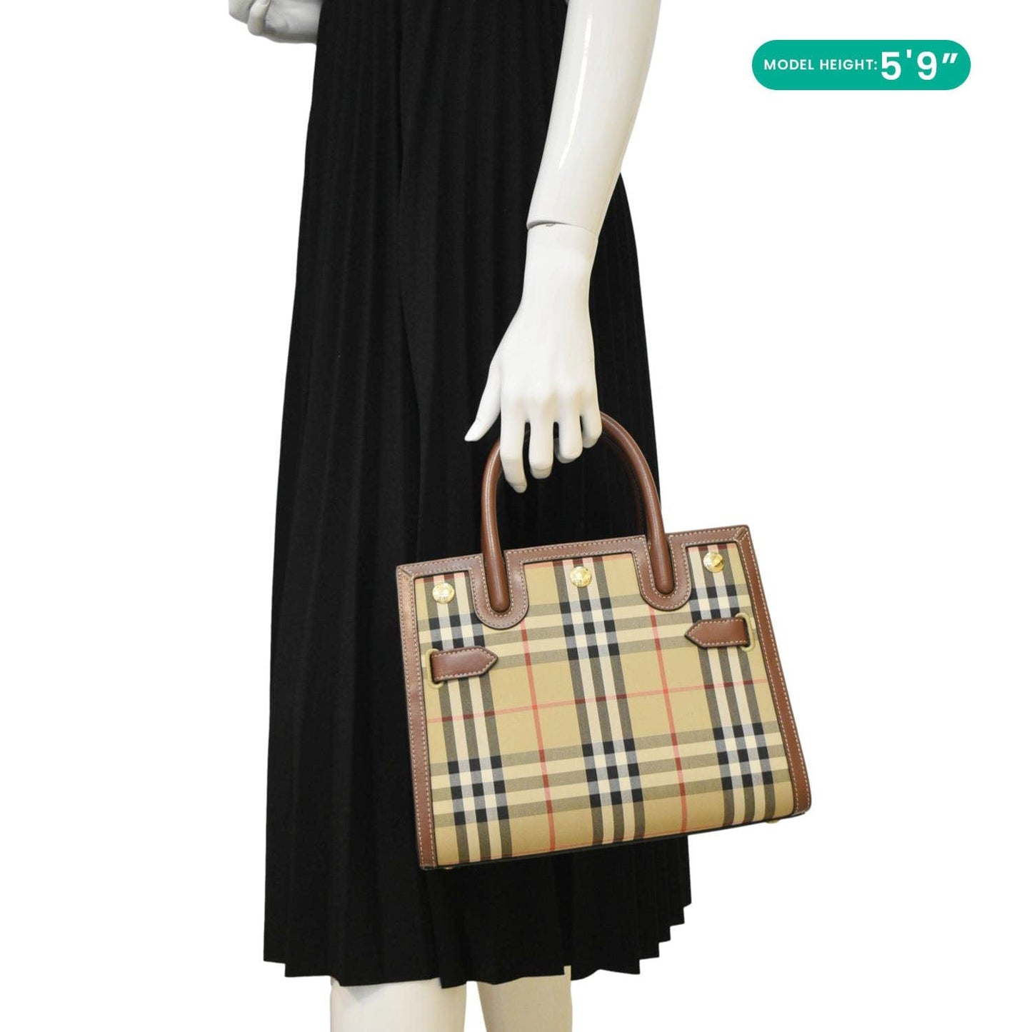 Luxury Burberry Title Mini Vintage Check Canvas Two Handle Shoulder Bag Brown