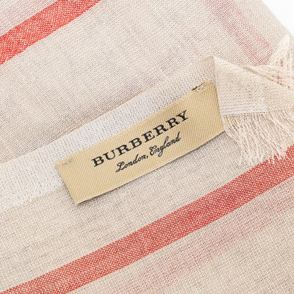 Burberry Metallic Gauze Giant Check Scarf Wool/Silk Stone/Silver