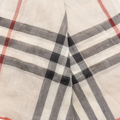 Burberry Metallic Gauze Giant Check Scarf Wool/Silk Stone/Silver