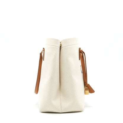 CELINE HORIZONTAL CABAS CELINE CANVAS CELINE PRINT CALFSKIN NATURAL /