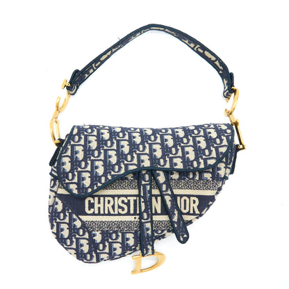 Dior Saddle Purse Blue Oblique Embroidery