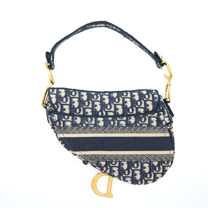 Dior Saddle Purse Blue Oblique Embroidery