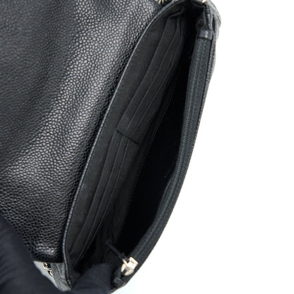 Chanel Half Moon Wallet On Chain Caviar Black SHW