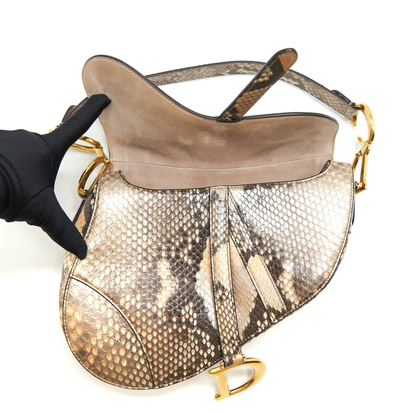 Dior Python Medium Saddle Purse
