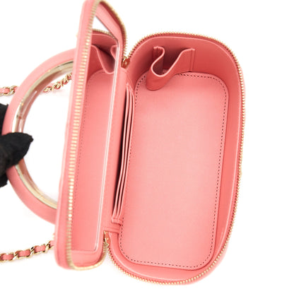 Chanel 22A Top Handle Long Vanity Case Lambskin Pink LGHW (Microchip)