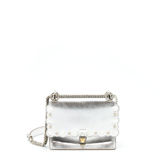 Fendi Kan I Purse Metallic Sliver/Multicolor With Gold And Silver Hardware