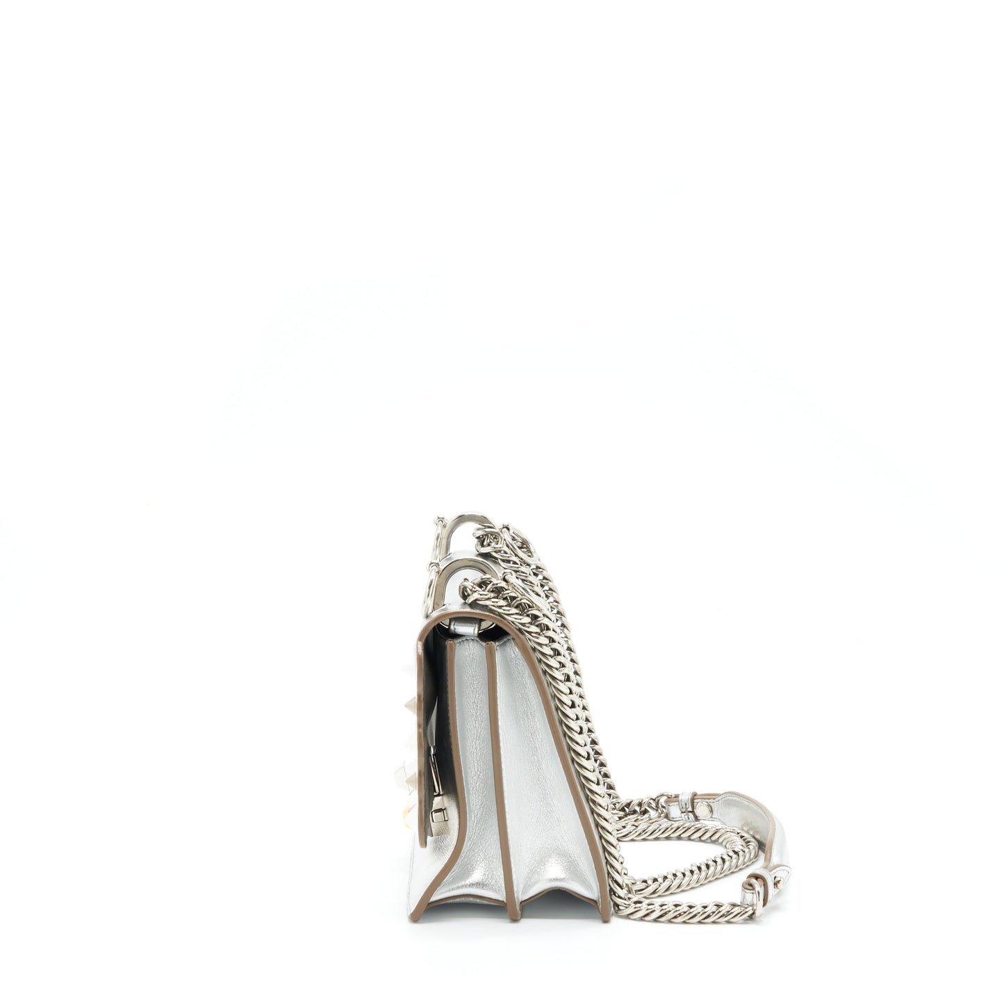 Fendi Kan I Purse Metallic Sliver/Multicolor With Gold And Silver Hardware