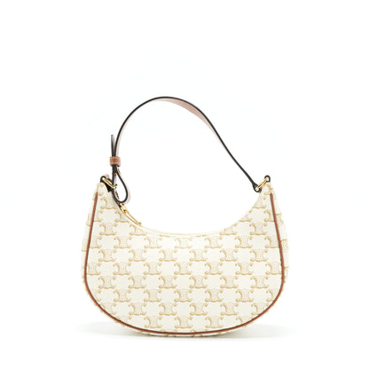 Celine Ava Purse Triomphe Canvas And Leather White