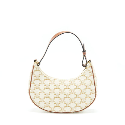 Celine Ava Purse Triomphe Canvas And Leather White