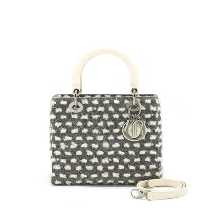 Dior Vintage Medium Lady Dior Cotton Design Grey/ White