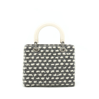 Dior Vintage Medium Lady Dior Cotton Design Grey/ White