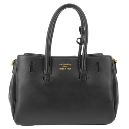 BALENCIAGA Carry All Bel Air Bag Leather Tote Shoulder Bag Black