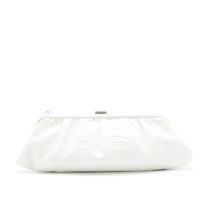 Balenciaga Cloud Crocodile Embossed Clutch/ Crossbody Purse