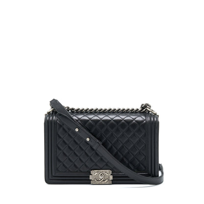 Chanel Medium Boy Bag Lambskin Black Ruthenium SHW