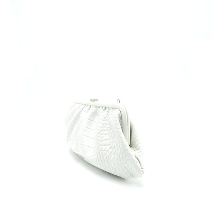 Balenciaga Cloud Crocodile Embossed Clutch/ Crossbody Purse