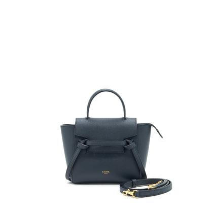 Celine Pico Belt Purse Grained Calfskin Navy