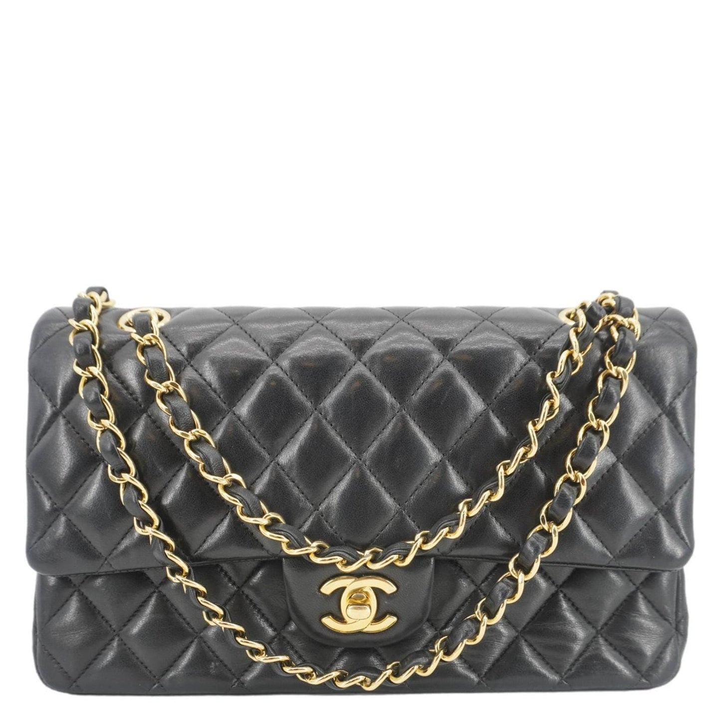 CHANEL Classic Double Flap Quilted Leather Crossbody Bag Black