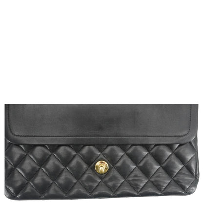 CHANEL Classic Double Flap Quilted Leather Crossbody Bag Black