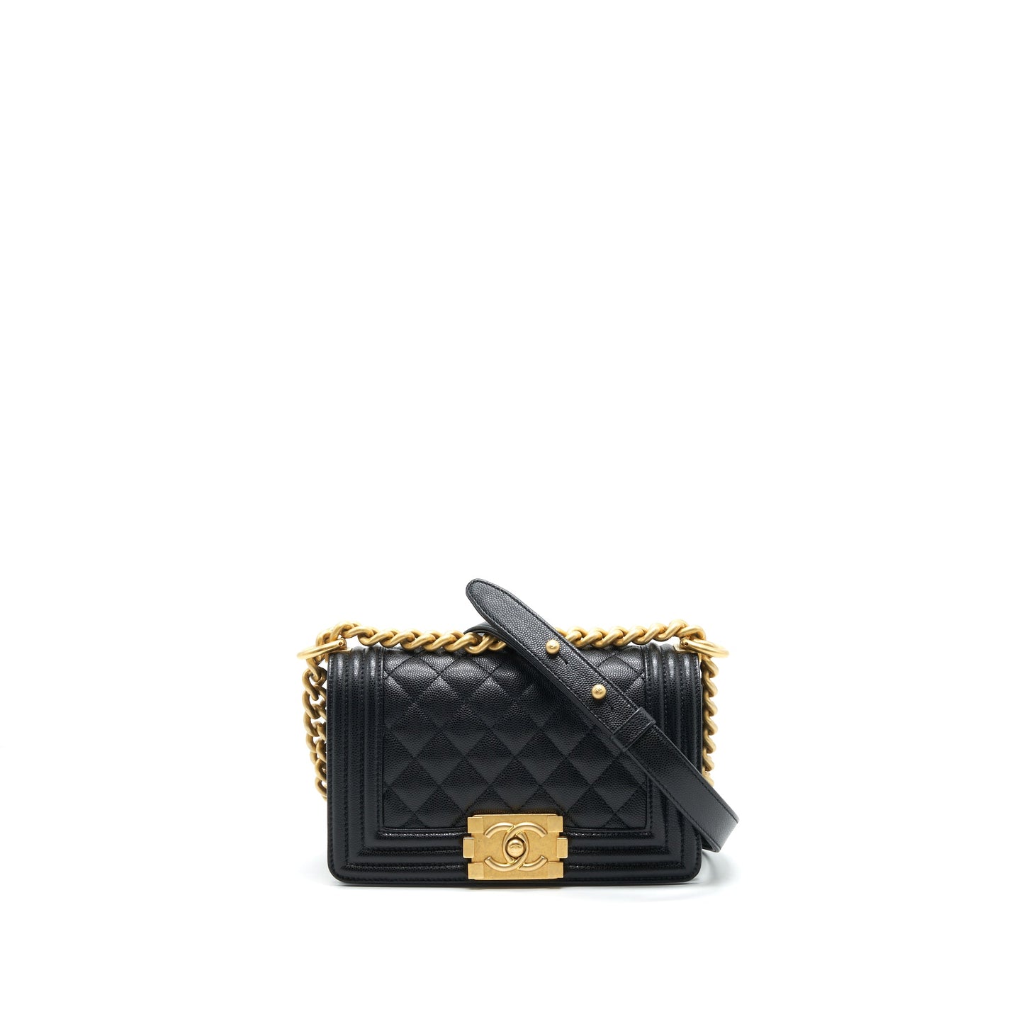 Chanel Small Boy Bag Caviar Black brushed GHW Year 2021 (microchip serialï¼