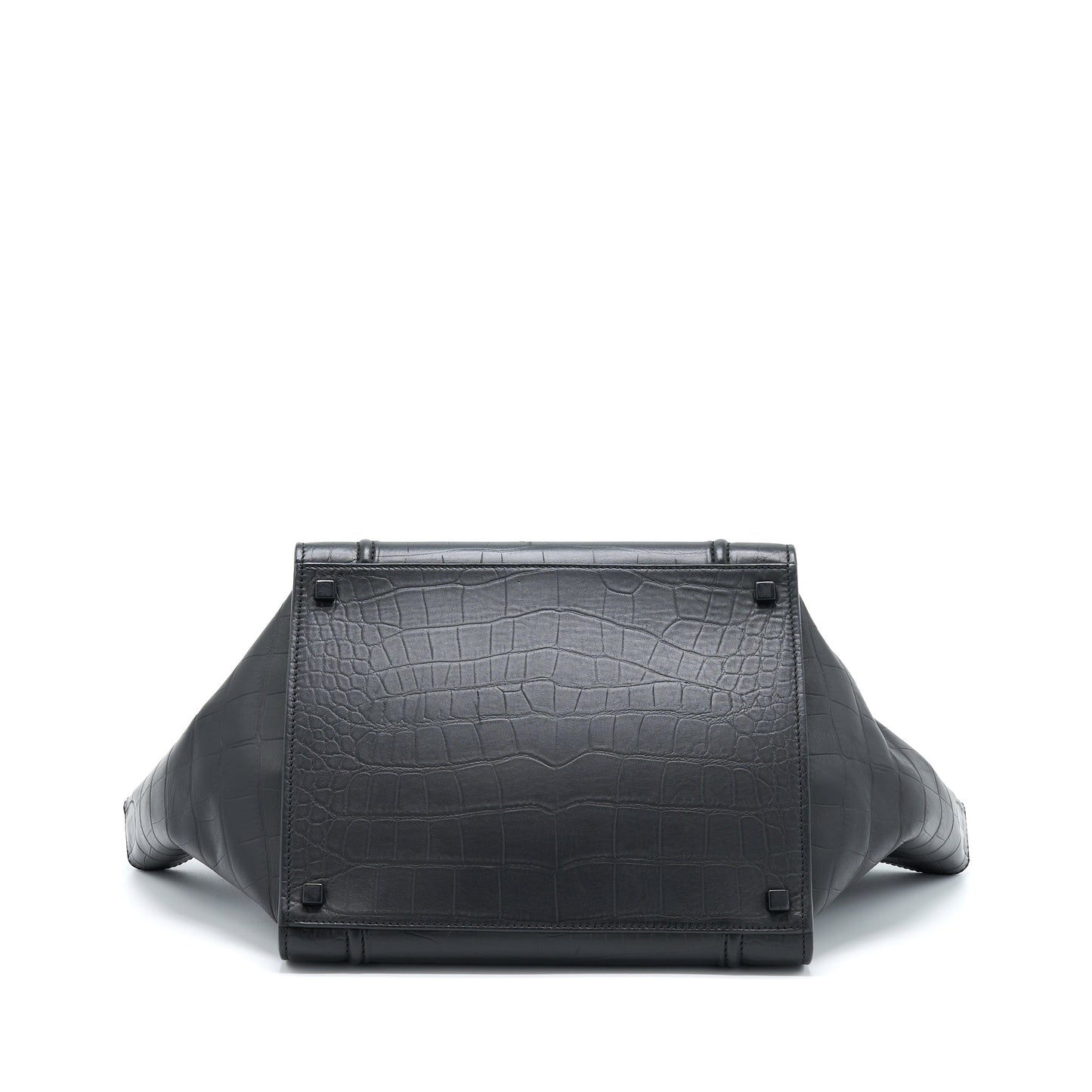 Celine Large Phantom Luggage Purse Crocodile-Embossed Calfskin Black