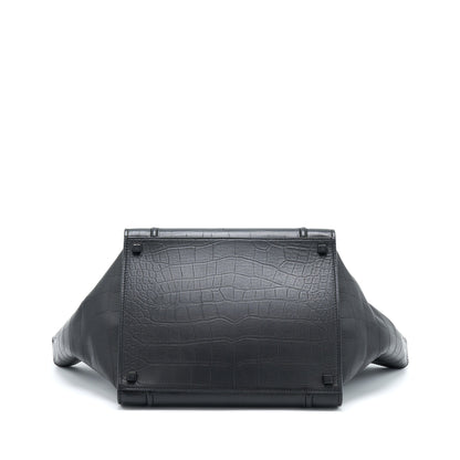 Celine Large Phantom Luggage Purse Crocodile-Embossed Calfskin Black