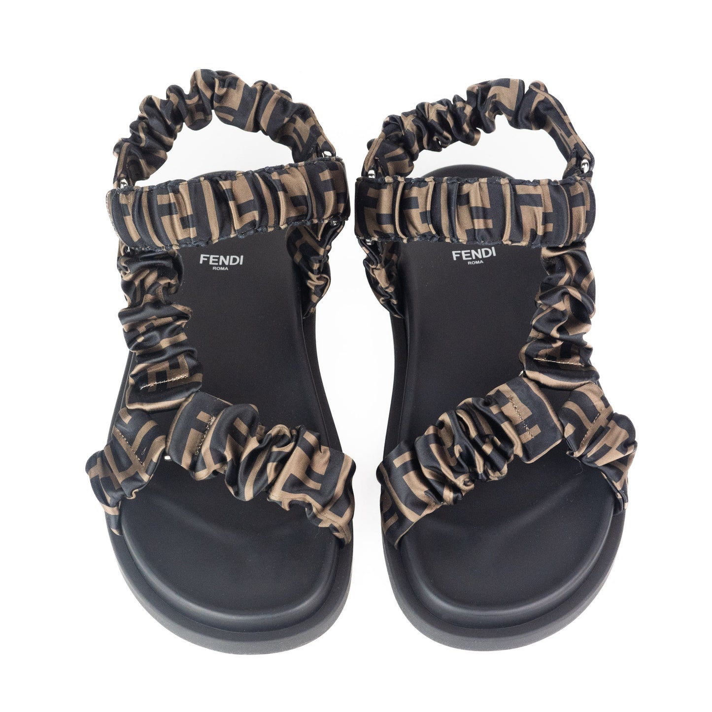 Fendi Brown Satin Sandals